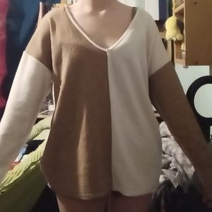 Brown and white sweater